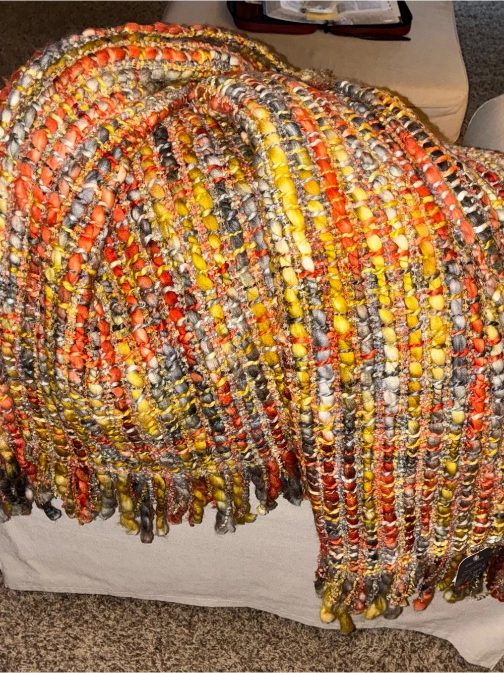 NWT Wild Petals Chunky Fringed Throw Fall Colors
